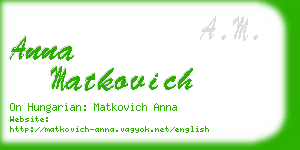 anna matkovich business card